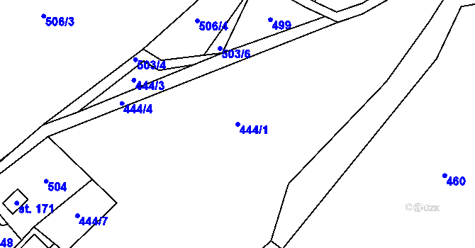 Parcela st. 444/1 v KÚ Hoděšovice, Katastrální mapa