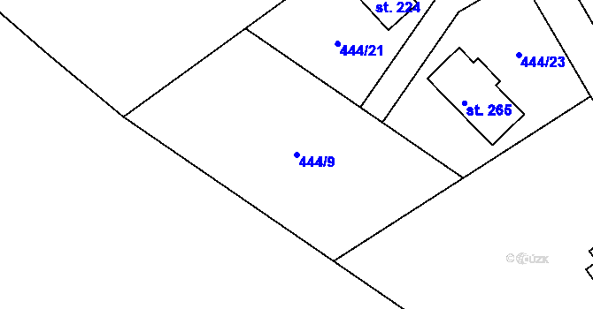 Parcela st. 444/9 v KÚ Hoděšovice, Katastrální mapa