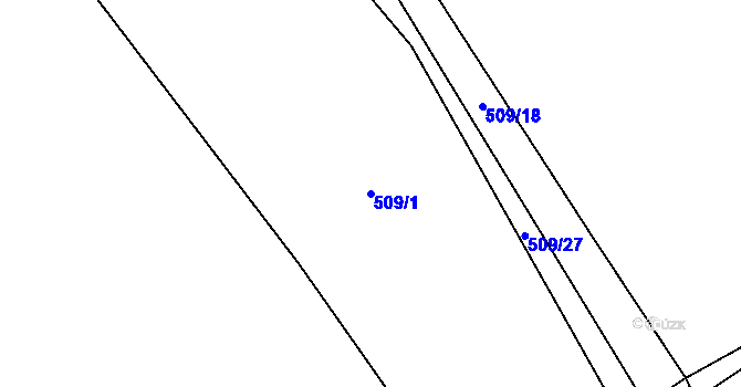 Parcela st. 509/1 v KÚ Hoděšovice, Katastrální mapa