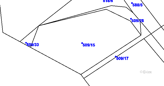 Parcela st. 509/15 v KÚ Hoděšovice, Katastrální mapa