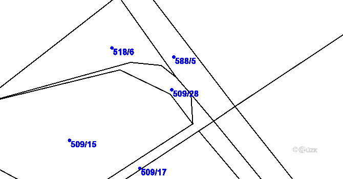 Parcela st. 509/28 v KÚ Hoděšovice, Katastrální mapa