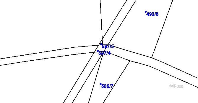 Parcela st. 587 v KÚ Hoděšovice, Katastrální mapa