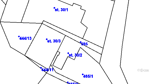 Parcela st. 595 v KÚ Hoděšovice, Katastrální mapa