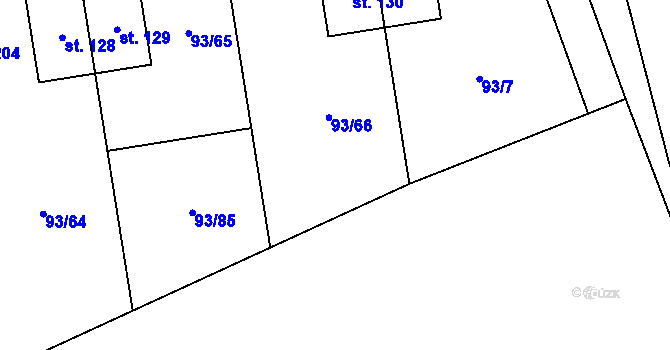 Parcela st. 93/86 v KÚ Hoděšovice, Katastrální mapa