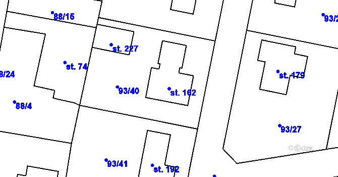 Parcela st. 162 v KÚ Hoděšovice, Katastrální mapa