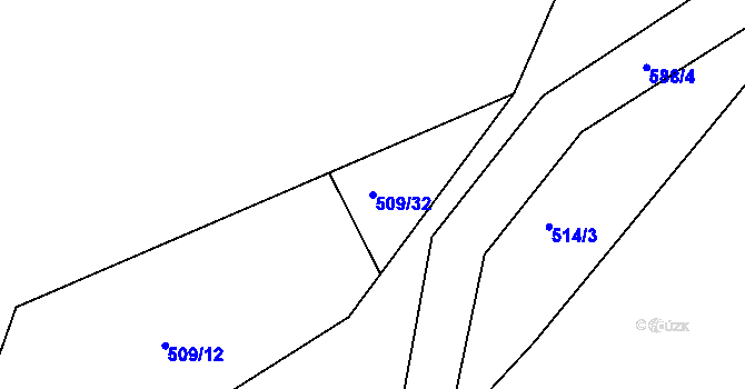 Parcela st. 509/32 v KÚ Hoděšovice, Katastrální mapa