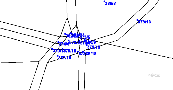 Parcela st. 379/19 v KÚ Hoděšovice, Katastrální mapa