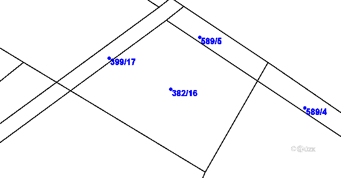 Parcela st. 382/16 v KÚ Hoděšovice, Katastrální mapa