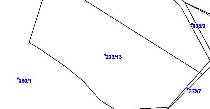Parcela st. 233/13 v KÚ Hoděšovice, Katastrální mapa