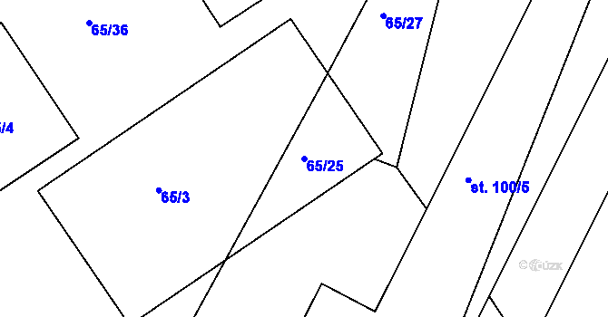 Parcela st. 65/25 v KÚ Hoděšovice, Katastrální mapa