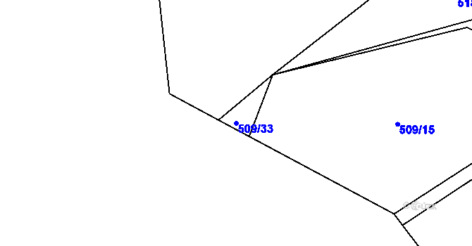 Parcela st. 509/33 v KÚ Hoděšovice, Katastrální mapa