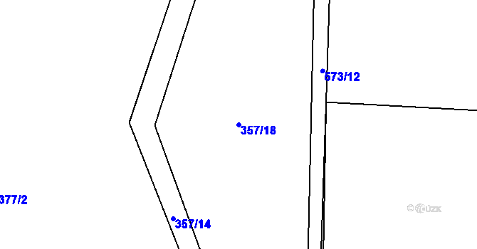 Parcela st. 357/18 v KÚ Hoděšovice, Katastrální mapa