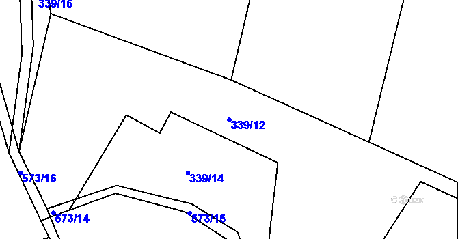 Parcela st. 339/12 v KÚ Hoděšovice, Katastrální mapa