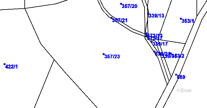 Parcela st. 357/23 v KÚ Hoděšovice, Katastrální mapa