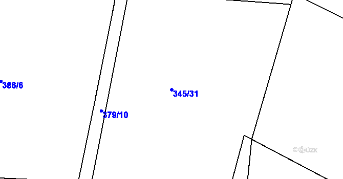 Parcela st. 345/31 v KÚ Hoděšovice, Katastrální mapa