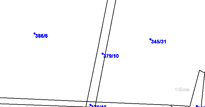 Parcela st. 379/10 v KÚ Hoděšovice, Katastrální mapa