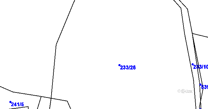 Parcela st. 233/26 v KÚ Hoděšovice, Katastrální mapa