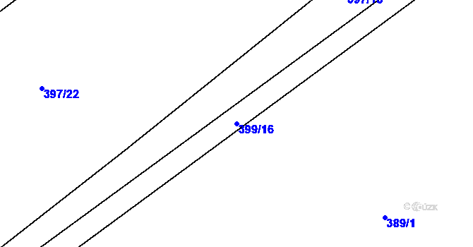 Parcela st. 399/16 v KÚ Hoděšovice, Katastrální mapa