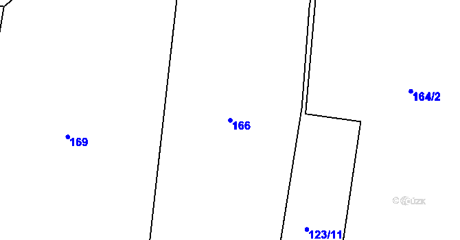 Parcela st. 166 v KÚ Hoděšovice, Katastrální mapa