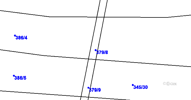 Parcela st. 379/8 v KÚ Hoděšovice, Katastrální mapa