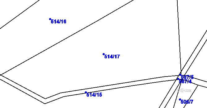 Parcela st. 514/17 v KÚ Hoděšovice, Katastrální mapa