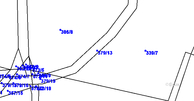 Parcela st. 379/13 v KÚ Hoděšovice, Katastrální mapa