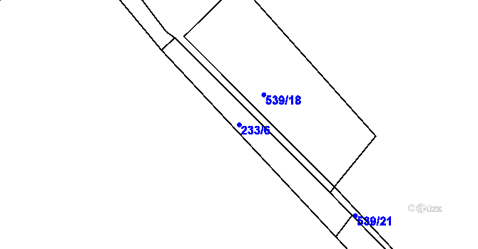 Parcela st. 233/6 v KÚ Hoděšovice, Katastrální mapa