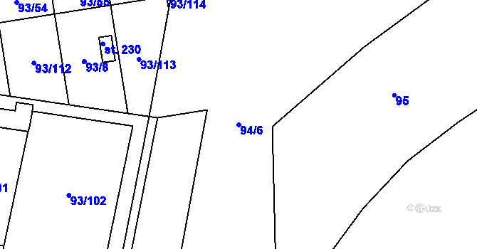 Parcela st. 94/6 v KÚ Hoděšovice, Katastrální mapa