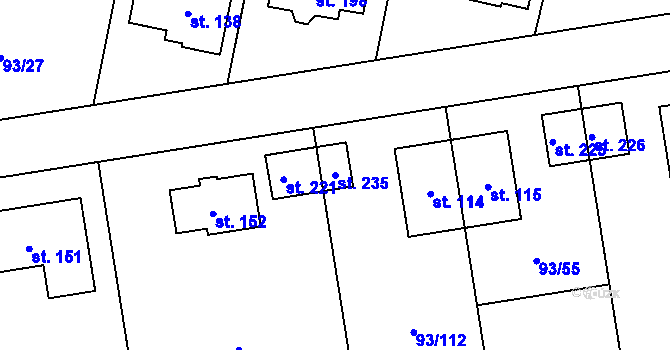 Parcela st. 235 v KÚ Hoděšovice, Katastrální mapa