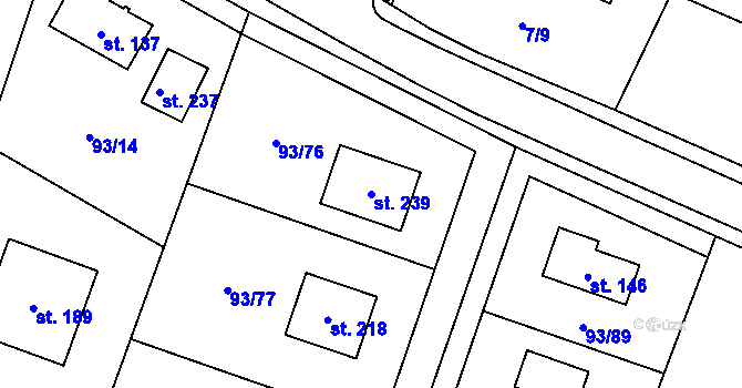 Parcela st. 239 v KÚ Hoděšovice, Katastrální mapa