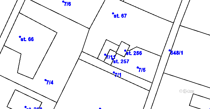 Parcela st. 7/11 v KÚ Hoděšovice, Katastrální mapa