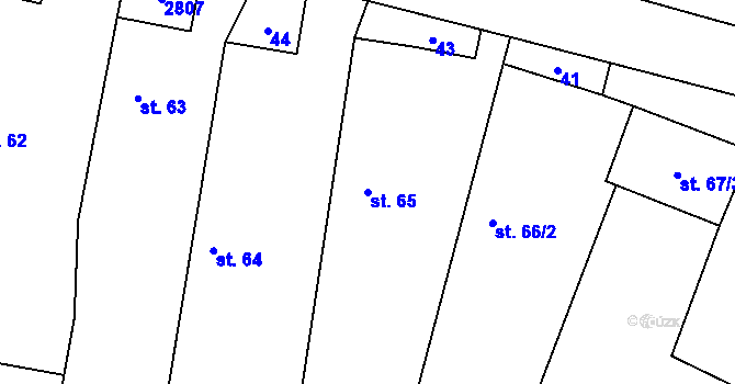 Parcela st. 65 v KÚ Hodice, Katastrální mapa