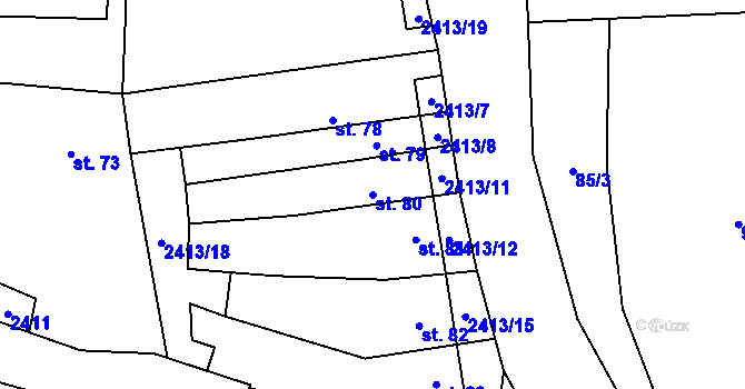 Parcela st. 80 v KÚ Hodice, Katastrální mapa