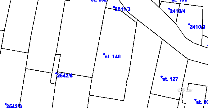 Parcela st. 140 v KÚ Hodice, Katastrální mapa