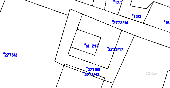 Parcela st. 215 v KÚ Hodice, Katastrální mapa