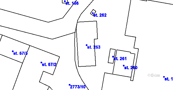 Parcela st. 253 v KÚ Hodice, Katastrální mapa
