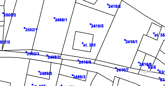 Parcela st. 292 v KÚ Hodice, Katastrální mapa