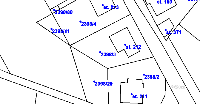 Parcela st. 2398/3 v KÚ Hodice, Katastrální mapa