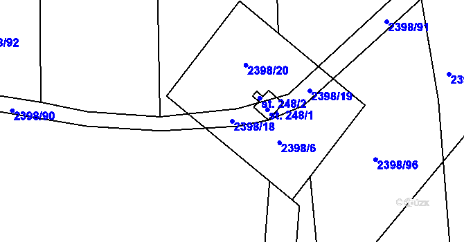 Parcela st. 2398/18 v KÚ Hodice, Katastrální mapa