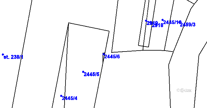 Parcela st. 2445/6 v KÚ Hodice, Katastrální mapa