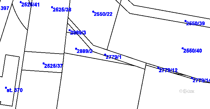 Parcela st. 2779/1 v KÚ Hodice, Katastrální mapa