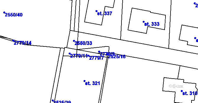 Parcela st. 2779/9 v KÚ Hodice, Katastrální mapa
