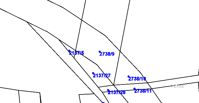 Parcela st. 2738/9 v KÚ Hodice, Katastrální mapa
