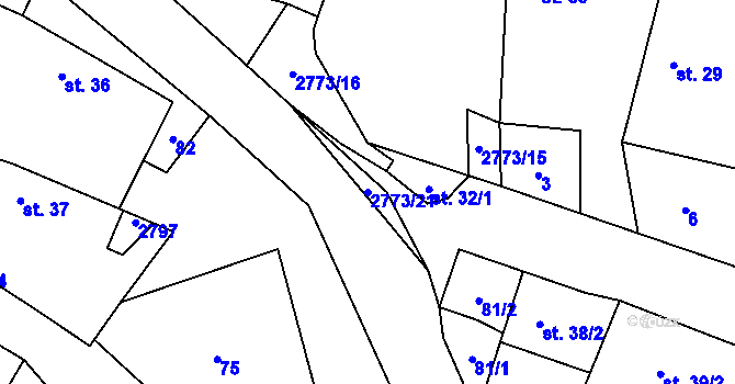 Parcela st. 2773/21 v KÚ Hodice, Katastrální mapa