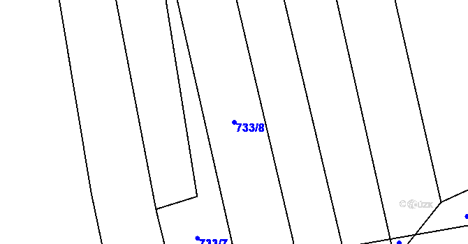 Parcela st. 733/8 v KÚ Hodice, Katastrální mapa