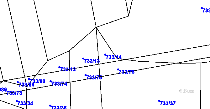 Parcela st. 733/14 v KÚ Hodice, Katastrální mapa