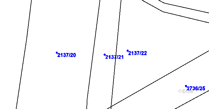 Parcela st. 2137/21 v KÚ Hodice, Katastrální mapa