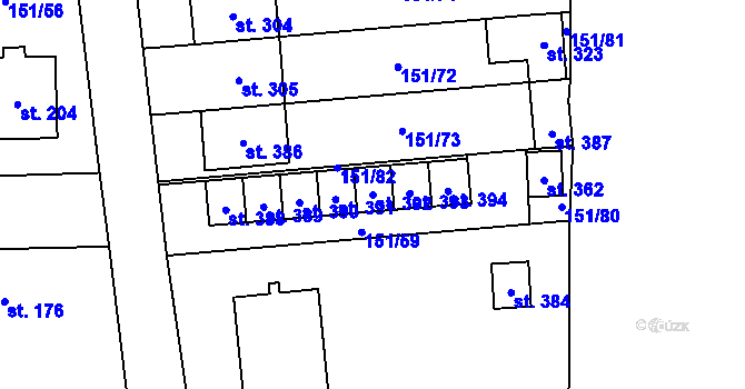 Parcela st. 392 v KÚ Hodice, Katastrální mapa