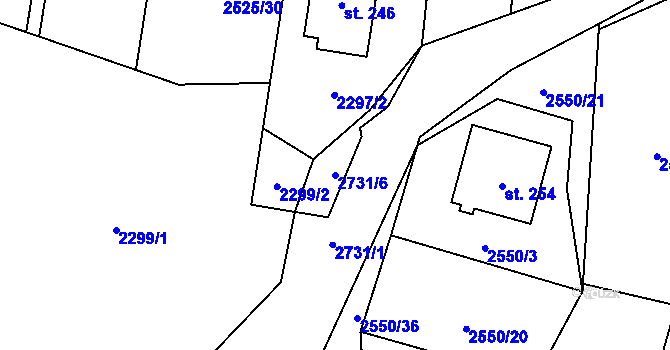 Parcela st. 2731/6 v KÚ Hodice, Katastrální mapa