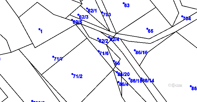 Parcela st. 71/6 v KÚ Hodíškov, Katastrální mapa